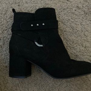 velvet black ankle boots